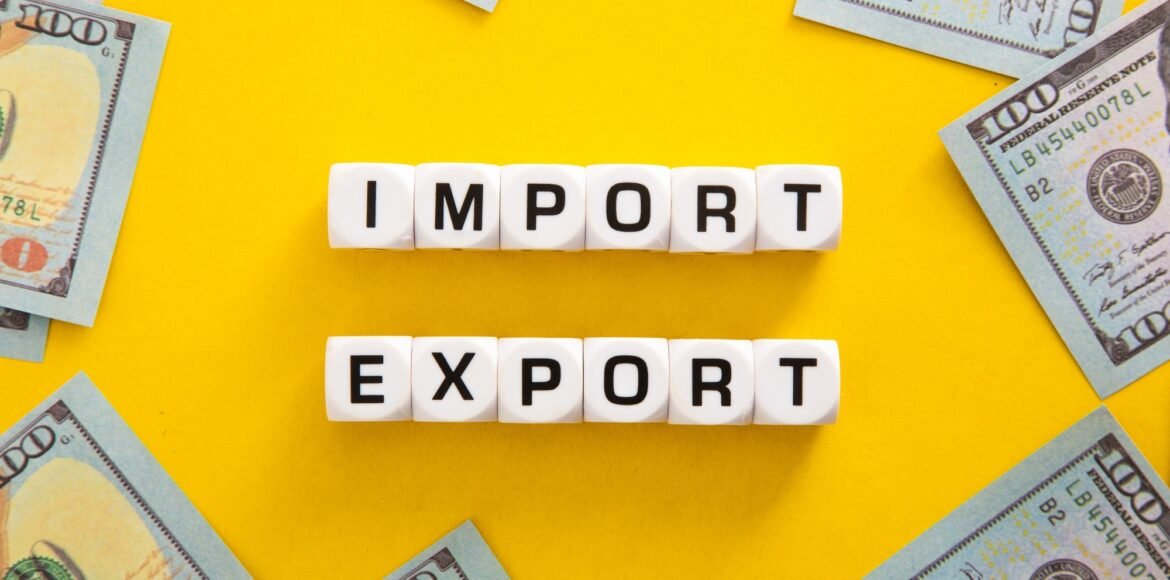 Import and export word on yellow background